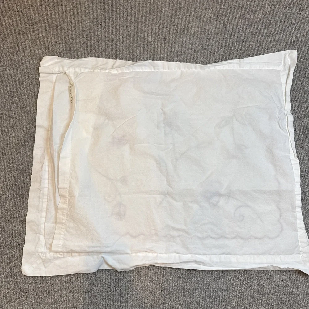Single Pottery Barn Pillow Sham Floral Embroidered Standard Cotton Standard